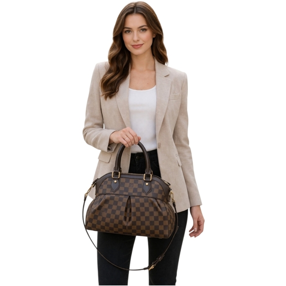 Louis Vuitton Handbags - Louis Vuitton Trevi PM Damier Ebene Satchel Crossbody Bag Brown + COA